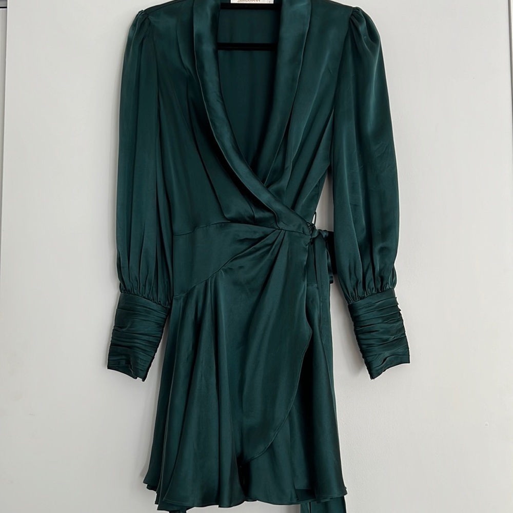 Zimmerman silk wrap dress in green, size 1